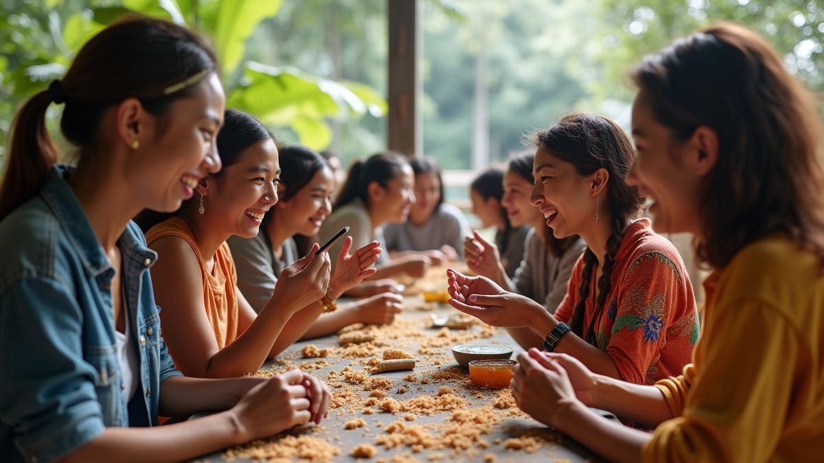 Toeristen die zich bezig houden met lokale gemeenschappen en culturele activiteiten.