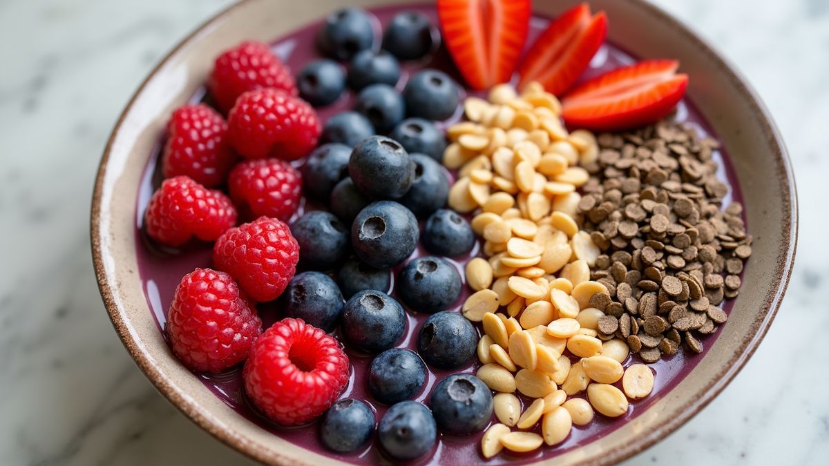 Toppings voor de acaibowl zoals verse vruchten en zaden