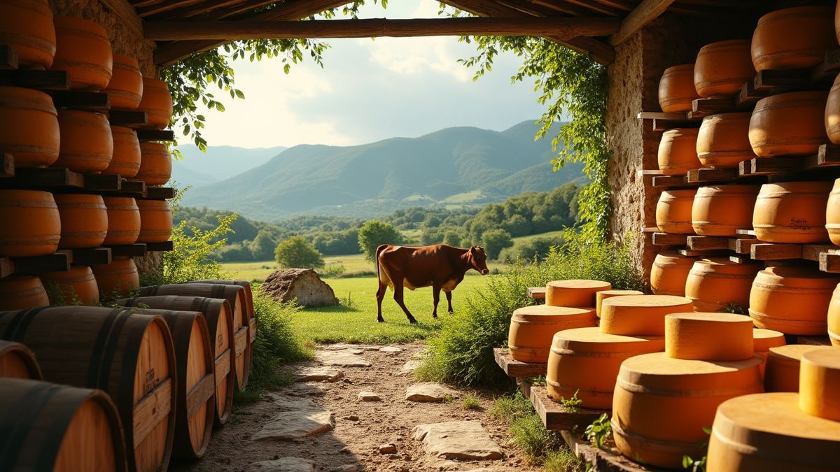 Traditioneel Italiaans boerenlandschap met kazen
