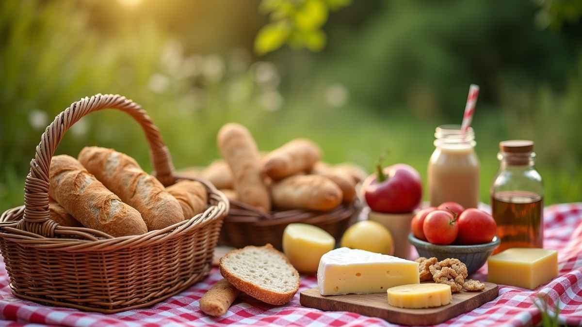 Traditionele Belgische picknick met rustieke gerechten.