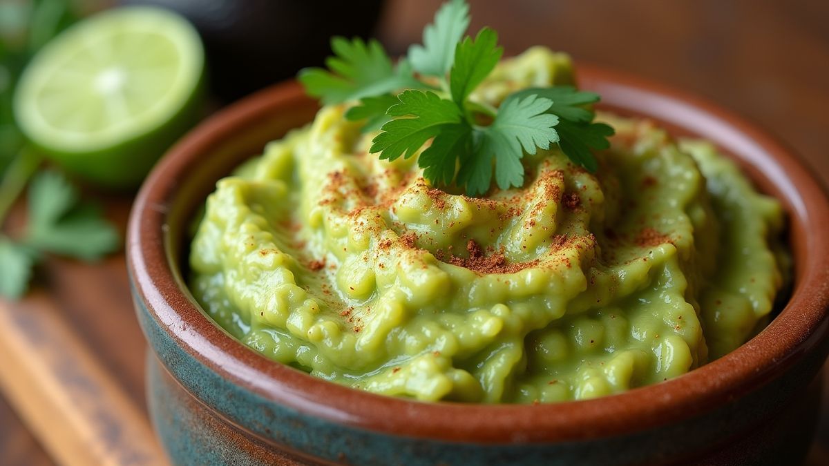 Traditionele guacamole met verse ingrediënten.