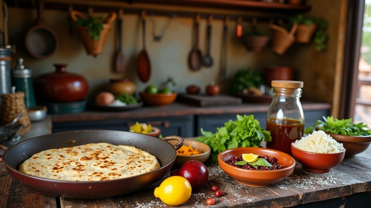 Traditionele Mexicaanse keuken met ingrediënten voor quesadillas.