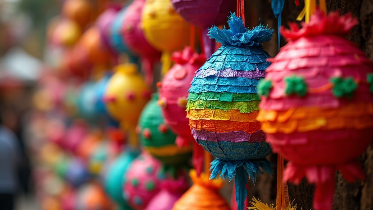 Traditionele Mexicaanse piñata's met levendige kleuren.