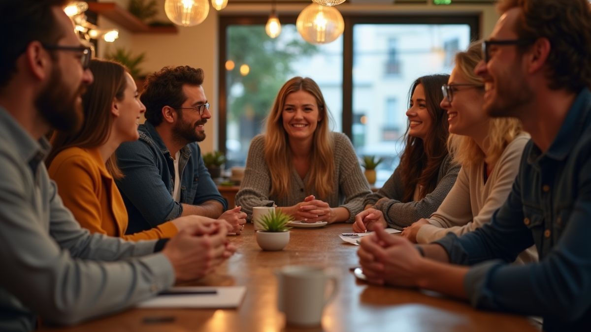 Verschillende expats delen hun ervaringen in een café
