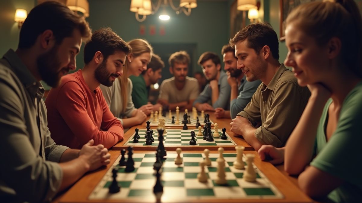 Verschillende mensen die klassiekers zoals schaken en dammen spelen