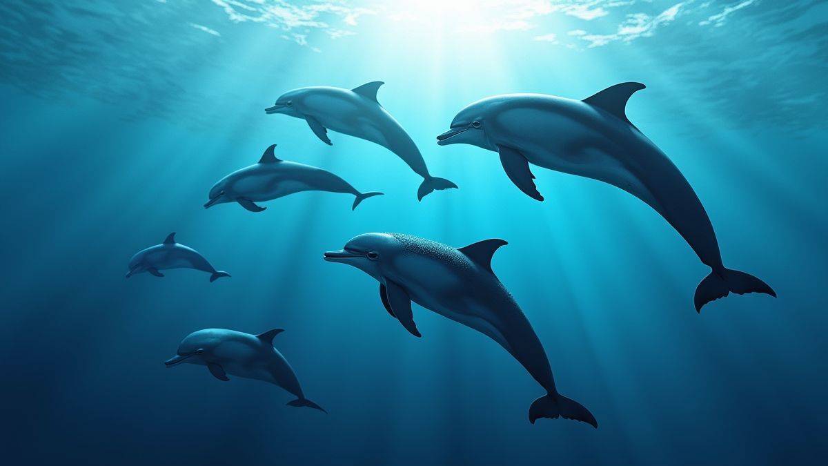 Verschillende soorten dolfijnen in de oceaan.