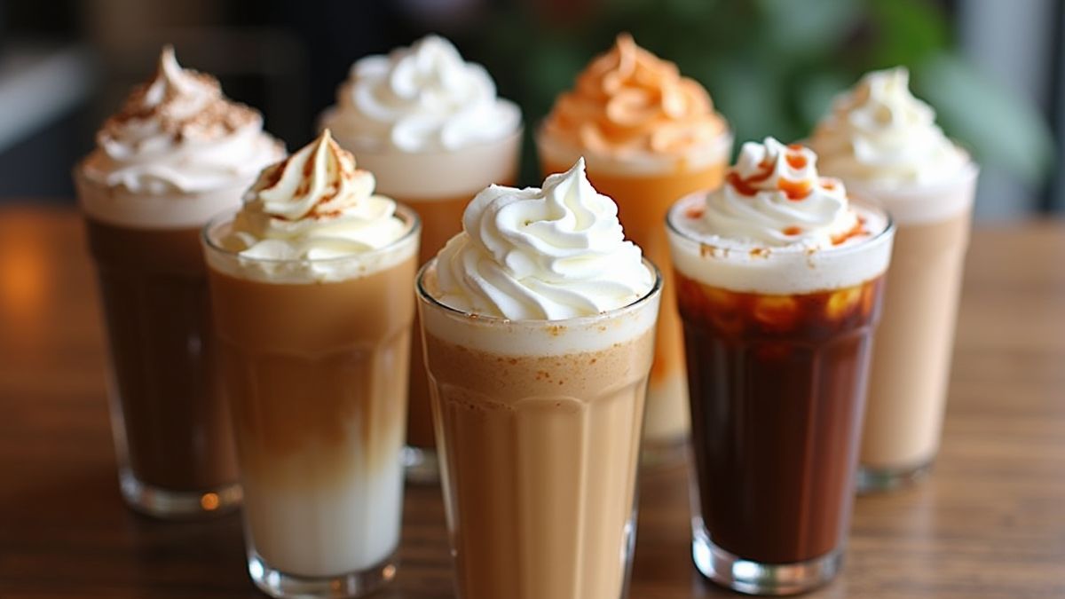 Verschillende soorten frappes met slagroom