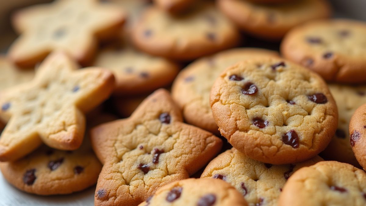 Verschillende soorten versgebakken koekjes op een tafel