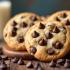 Verse chocoladechip koekjes op een houten tafel.