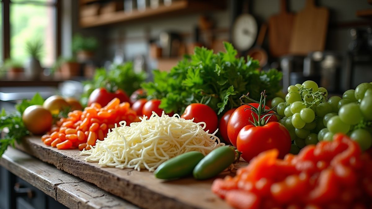 Verse Italiaanse ingrediënten in een rustieke keuken