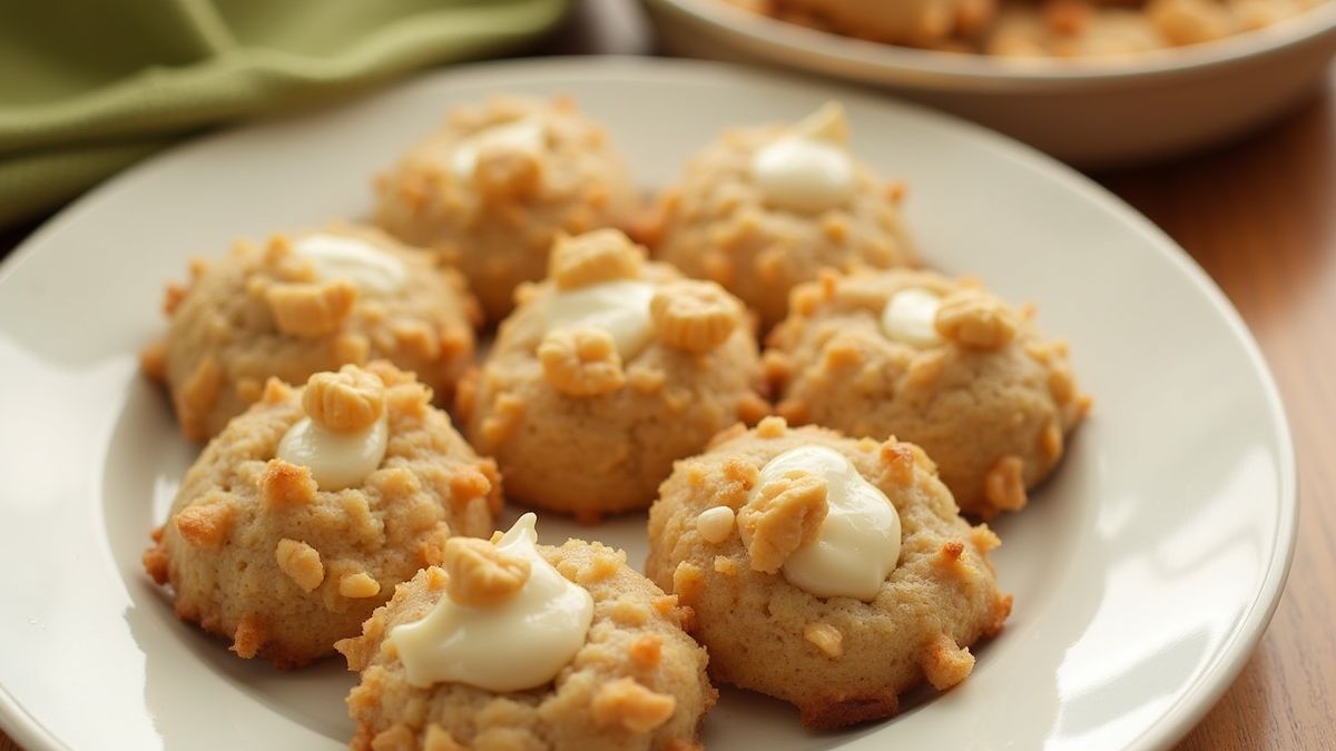 Versgebakken macadamia noten koekjes op een bord