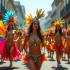 Vibrante straatparade tijdens het Braziliaans Carnaval.