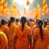 Vibrante viering van Kannada Rajyotsava met vlaggen en traditionele kleding
