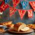 Viering van de Russische Taal Dag met eten en decoraties.
