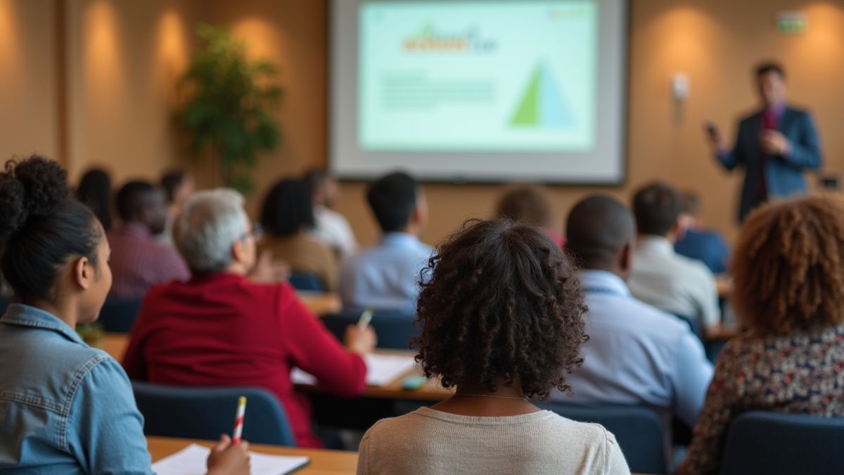 Volwassenen op een seminar over kinderbescherming