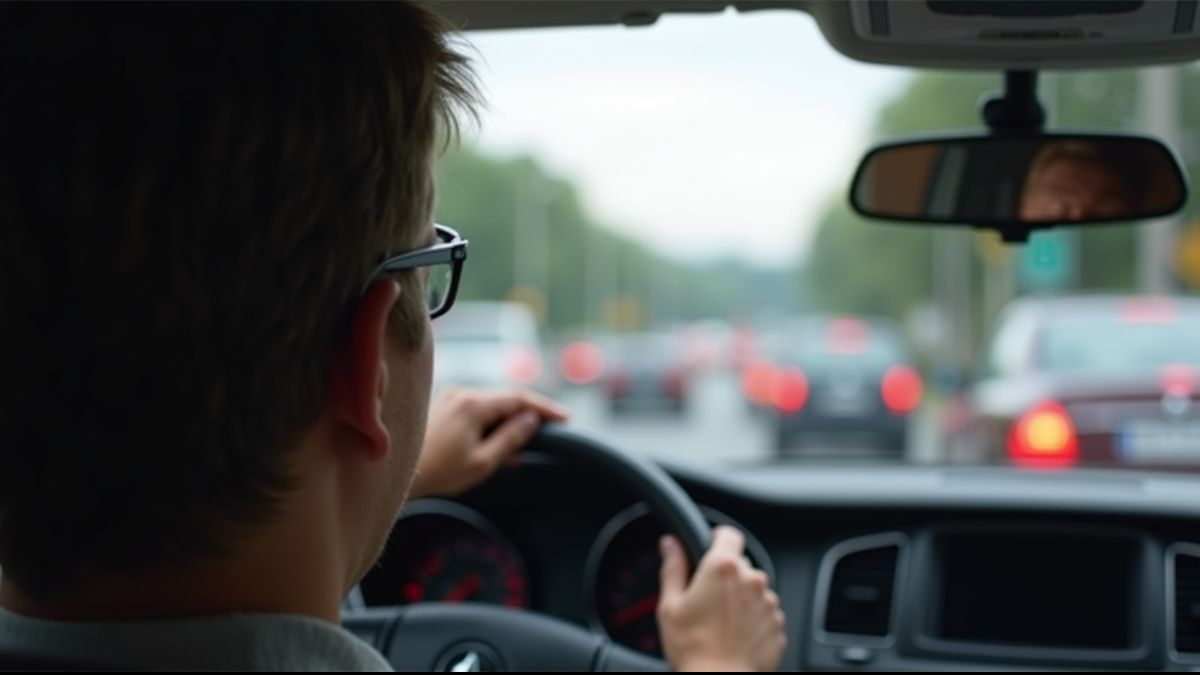 Vrachtwagenchauffeur in druk verkeer