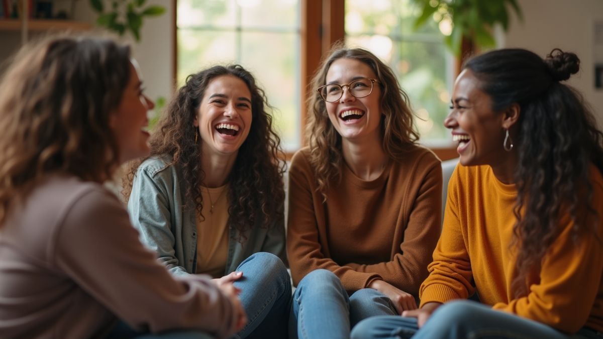 Vrienden die samen zitten en elkaar vragen stellen