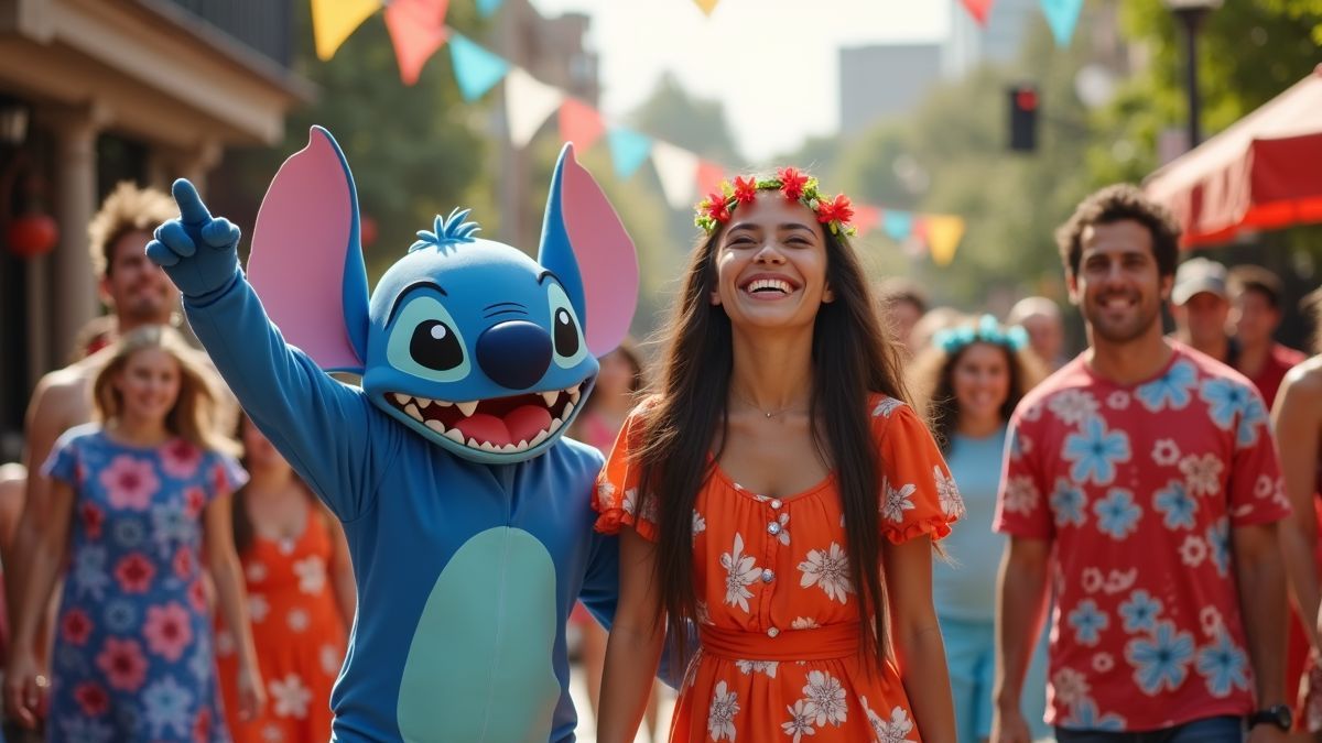 Vrienden gekleed in Lilo en Stitch kostuums