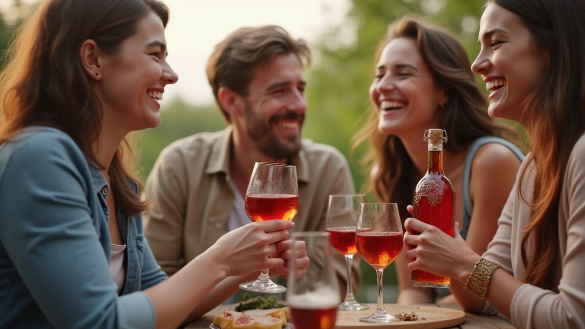 Vriendengroep die vermouth deelt