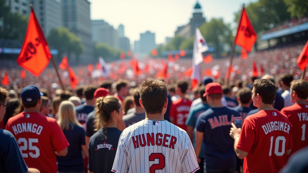 Vrolijke fans bij een baseballwedstrijd
