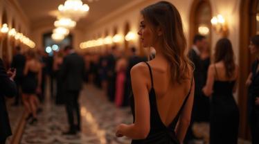 Vrouw in een elegante kleine zwarte jurk