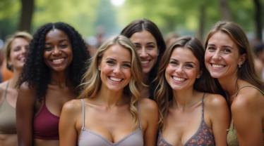 Vrouwen vieren Geen BH Dag