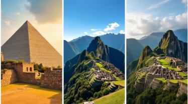 Werelderfgoedlocaties zoals de piramides van Gizeh en Machu Picchu.