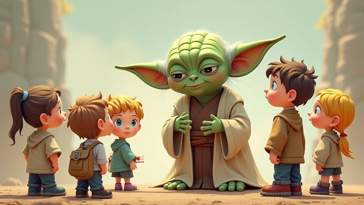 Yoda die advies geeft aan kinderen.
