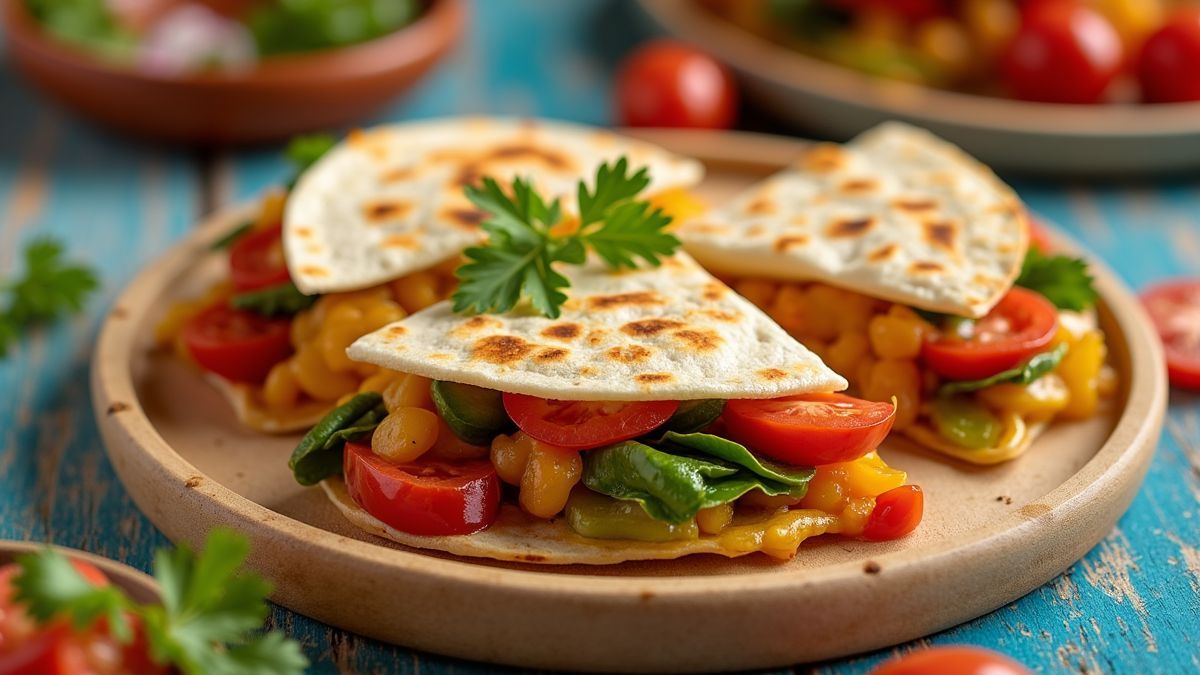 Zelfgemaakte quesadilla's met kleurrijke vullingen.