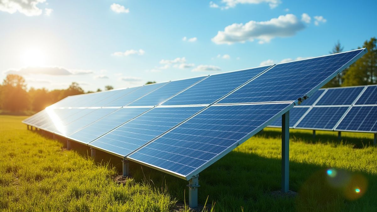 Zonnepanelen in een zonnig landschap